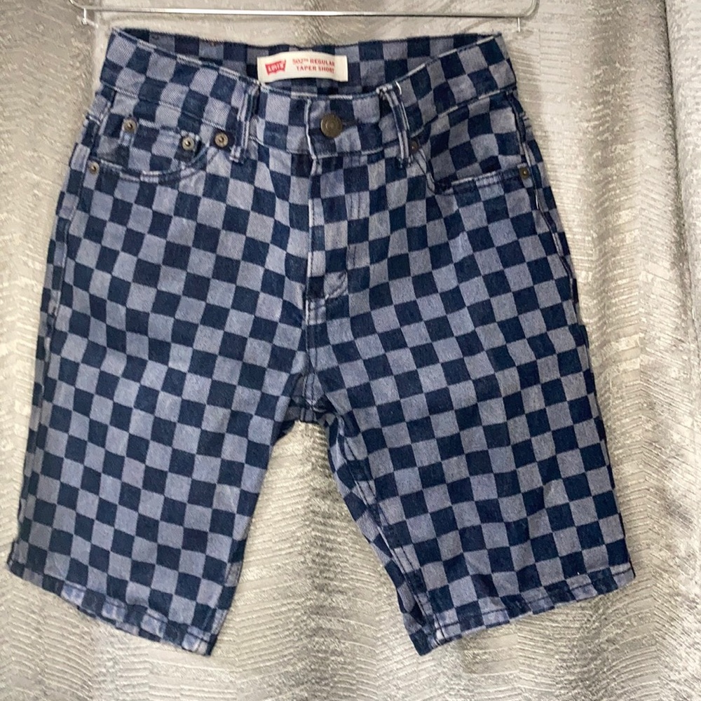 Boys blue checkered Levi’s shorts size 14
